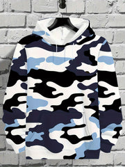 Men's Full-Zip Hooded Sweatshirt - Loose-Fit All-Over Print Jacket with Hood, Machine Washable Casual Zippered Sweater for Spring/Fall, Travel & Daily Wear, Comfortable Layered Outfit (No Dry-Clean) - Digital Pattern Design