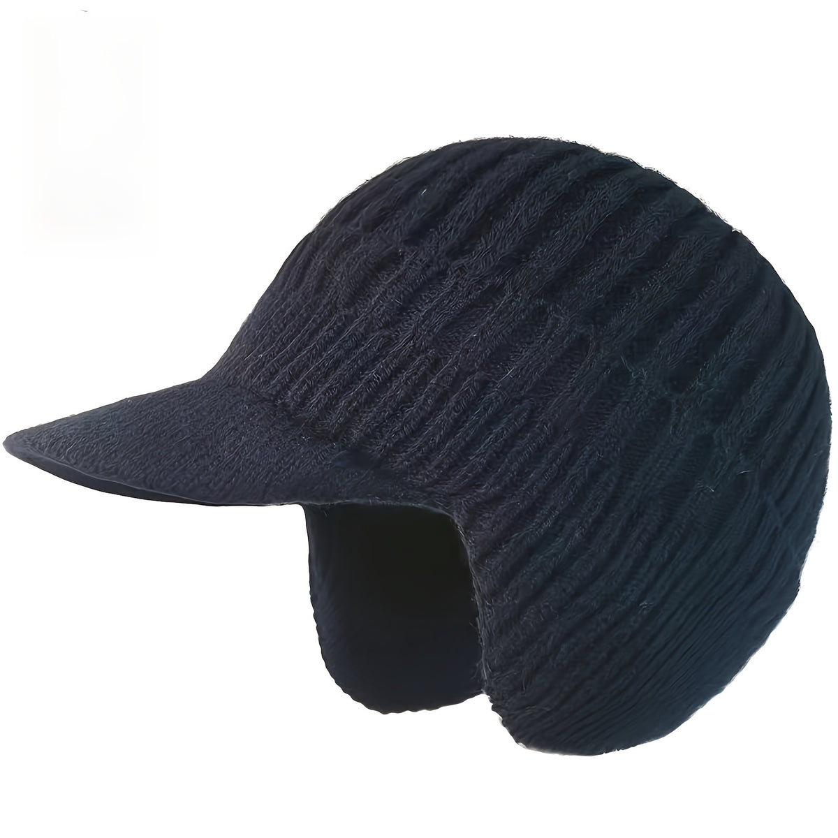 Men'S Winter Knitted Hat with Warm Ear Flaps And a Brimmed Duckbill Design, Perfect for Outdoor Sports And Skiing.