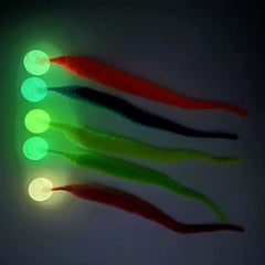 Colorful Caterpillar Plush Cat Toy with Glowing Green Eyes - Features an Interactive Bouncing Ball Design, Made of Soft And Durable Polyester, Ideal for Indoor Play And Pet Entertainment, an Interactive Cat Toy, The Perfect Christmas Gift for Cats