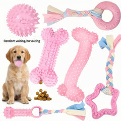 3pcs Dog Teeth Cleaning Chewing Toys | Small and Medium-Sized Puppy Bite Resistant, Non-Toxic Durable Pet Bite Toys, Dog Teeth Development Cleaning Toys, Indoor and Outdoor Interactive Toys, Thermoplastic Rubber Material