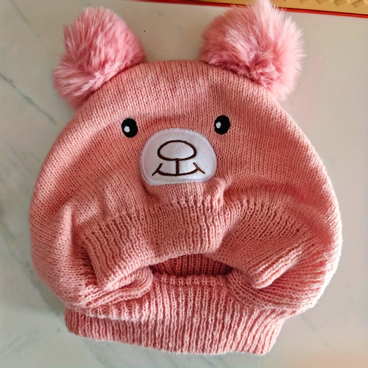 Winter Warm Dog Ear Scarf & Hat - Soft Knitted Windproof Pet Hat with Cute Bear Ears, Non-Slip Snug Fit for Medium & Large Dogs, Hand Wash Only