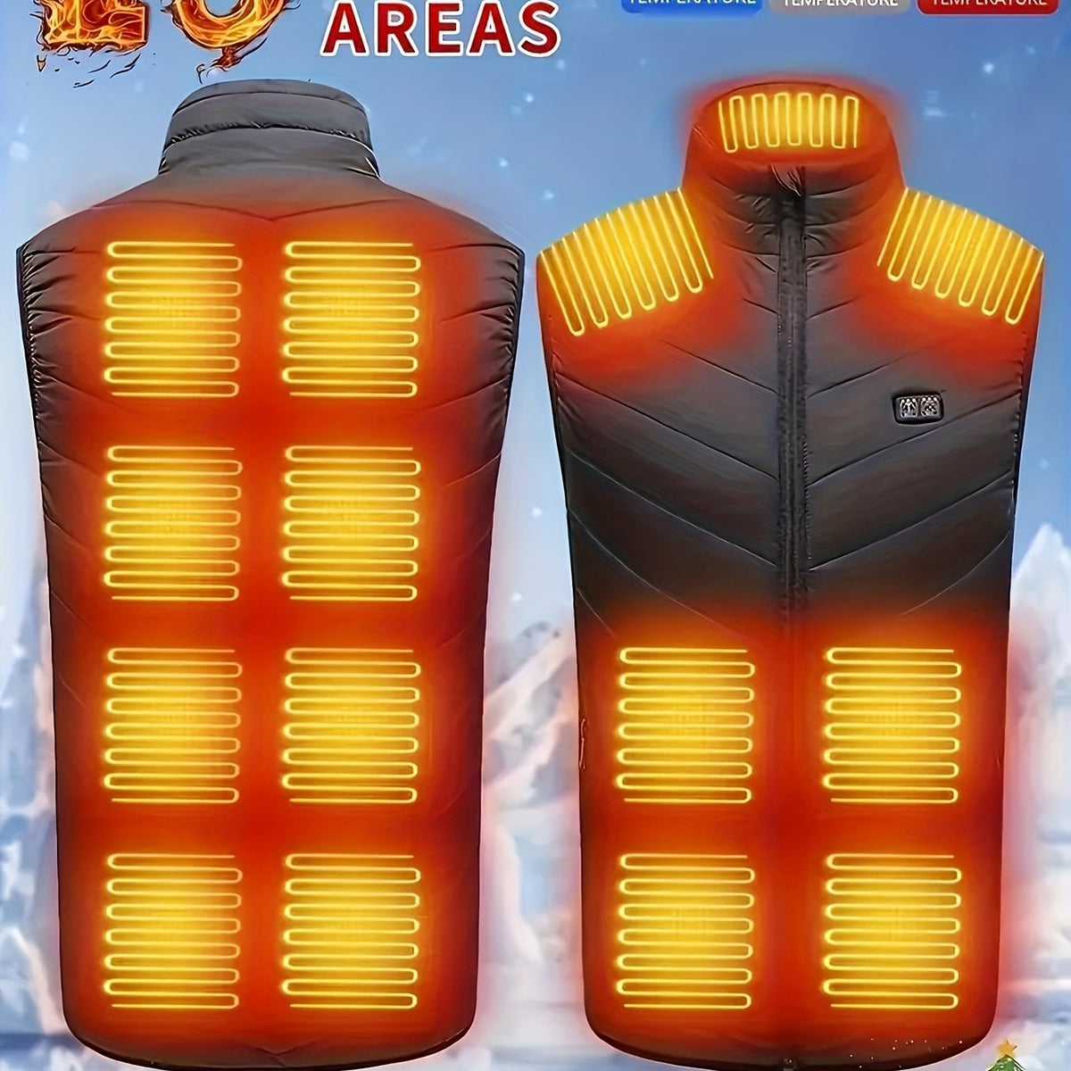 Men'S Heating Vest Jacket, 15 Heating Zones, 3-Level Temperature Control for Cold, Medium, High Heat - Breathable Sleeveless Zip-Up Outdoor Winter Wear, Men Winter Clothes