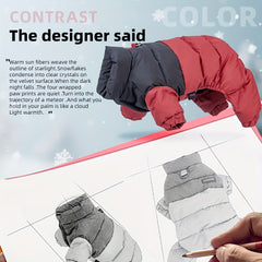 2025 Autumn/Winter New Pet Coat, Thickened Four-Legged Windproof Dog Clothes for Outdoor Walking with Leash Hole and Color Block Design
