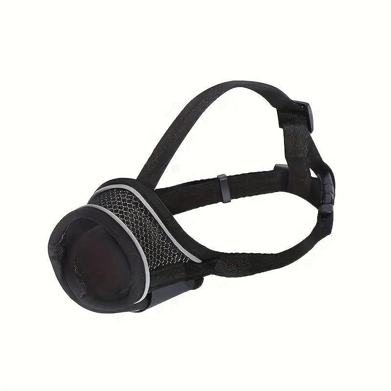Adjustable Dog Muzzle - Breathable Polyester Mesh with Reinforcement Strap, Lightweight & Machine Washable Pet Mask