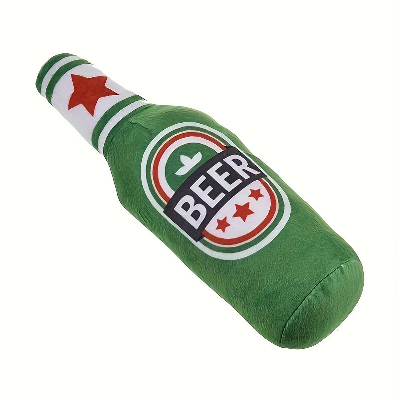1pc Realistic Beer Bottle Shaped Squeaky Dog Toy - Durable Chewable Interactive Sound for teething Puppies & Adult Dogs, Chew-Resistant for all Breed Sizes, Non-Toxic Pet Chew Bone (for & outdoor play)