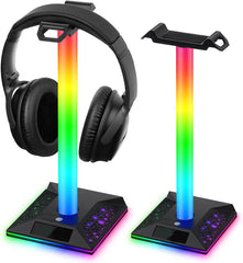 Headset Stand with 3.5mm AUX and 2 USB Ports, Headphone Holder PC Gaming