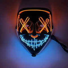 1pc Glowing LED Halloween Cyberpunk Helmet Mask Party, Party Cyberpunk Face Cover Cosplay Mask, Halloween Horror Costume Props Glow-in-the-Dark Plastic Scary Dress-Up with Activator, Ships Without Batteries, Requires Installation of 2 AA Batteries