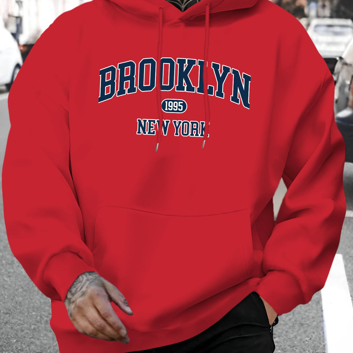Men's & Unisex Brooklyn A-Z Alphabet Print Hooded Sweatshirt - Casual Long Sleeve Pullover with Front Pocket, Warm Fall Winter Jacket, Machine Washable Urban Streetwear Comfortable Hoodie for Lettered districts Design