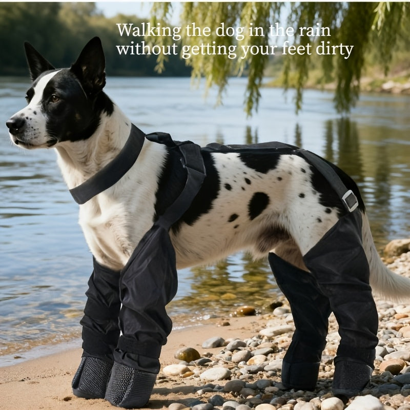 Pet Dog Anti-Slip Boots with Adjustable Straps - Easy-Clean, Warm & Dirt-Resistant, Fit for Small to Large Dogs, /, Button Closure, Durable Fabric for Outdoor Walks