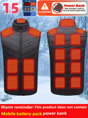 Men'S Heating Vest Jacket, 15 Heating Zones, 3-Level Temperature Control for Cold, Medium, High Heat - Breathable Sleeveless Zip-Up Outdoor Winter Wear, Men Winter Clothes