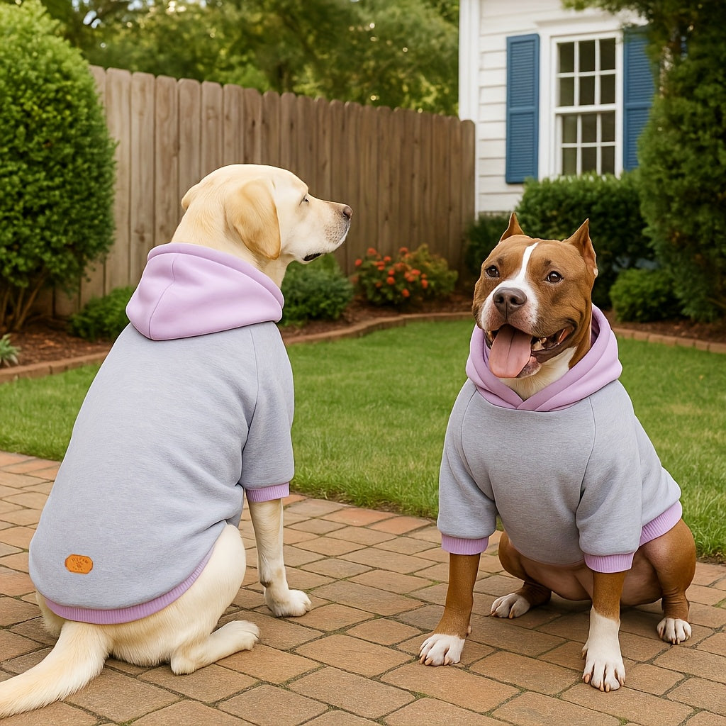 1PC All-Season Pet Hoodie for Medium/Large Dogs - Machine Washable, Knitted Polyester Fabric, Thick Warm Pullover Coat for Labrador, Rottweiler, Beagle