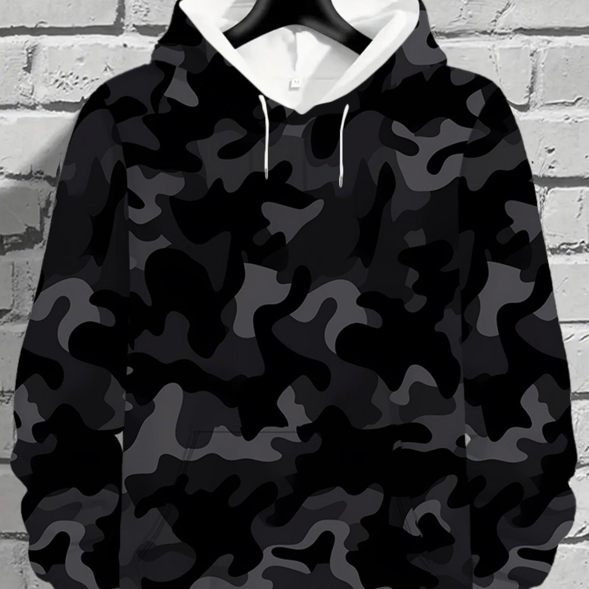 Men's Camouflage Print Hooded Sweatshirt - Loose Fit Full-Body Camo Jacket, Machine Washable Spring/Fall Outdoor Sweater for, Travel & Casual Wear - Camo Suit for men