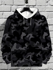 Men's Camouflage Print Hooded Sweatshirt - Loose Fit Full-Body Camo Jacket, Machine Washable Spring/Fall Outdoor Sweater for, Travel & Casual Wear - Camo Suit for men