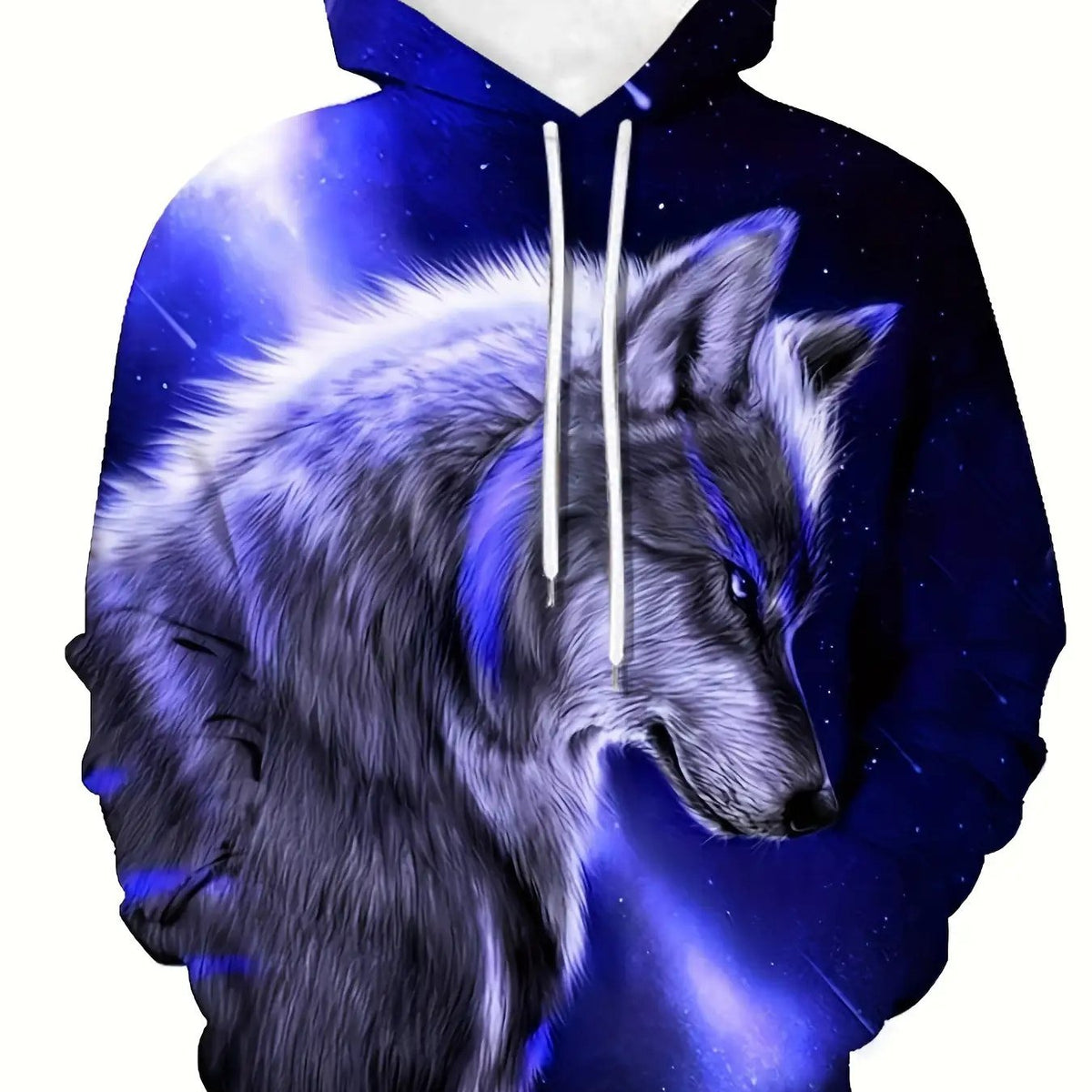 Men's Wolf & Print Hooded Sweatshirt - Full-Body Wolf Pattern Hoodie with Purple/Pink/Pinkish-Red Hues, Winter Warm Streetwear, Machine Washable Casual Pullover for Wolf Lovers (Ideal Gift), PLUS SIZE, Mens Clothes, Hoodies For Men Plus Size, Sweatshirt M