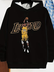 Men's Tribute 24 Jersey Number & Print Hoodie - Golden Icon Sweatshirt, Casual Long Sleeve Pullover for Spring/Fall, Machine Washable Sportswear (No.243D Design)