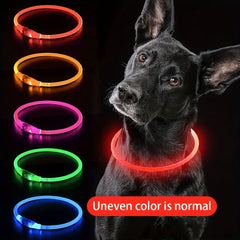 Luminous USB Rechargeable Dog Collar - Glow-in-the-Dark PVC Neck Cuff for Small Medium Large Dogs, Nighttime Walking Light with USB Charging, Safe & Portable Pet Accessory, Glow in the Dark Technology
