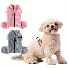 Thickened Soft Light Beige-Friendly Pet Coat for Autumn and Winter, Warm -Lined Design, Essential for Small and Medium Dogs at Home